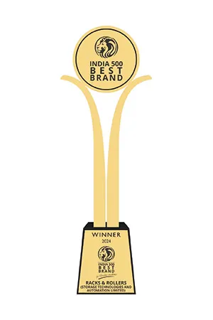 India 500 Best Brand Award 2024 trophy presented to Racks & Rollers for leadership in industrial storage and automation solutions