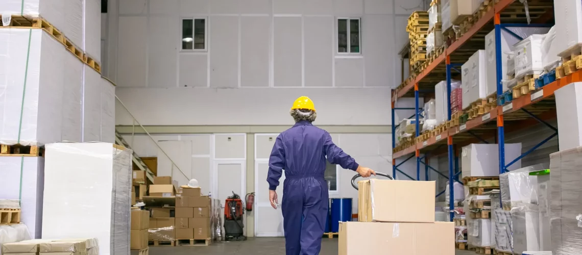 senior-logistic-worker-hardhat-uniform-walking-warehouse-wheeling-palette-jack-back-view-full-length-labor-logistics-concept